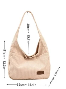 Letter Patch Decor Hobo Bag - Khaki - View 3