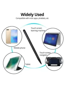 1pc Plain Double-ended Stylus Pen - Black - View 3