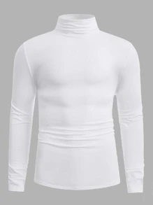 Manfinity VCAY Camiseta de cuello alto de manga larga para hombre - Blanco - Ver 4