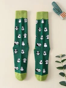 Men Panda Pattern Crew Socks - Multicolor - View 2