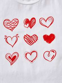 SHEIN Girls Heart Print Tee - White - View 3