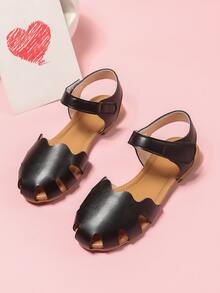 Girls Cut Out Ankle Strap Sandals - Black - View 4