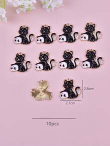 10入組金屬骷髏和貓裝飾DIY吊墜 - 彩色 - 查看 3
