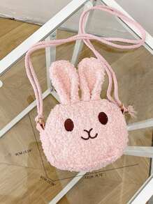 Girls Cartoon Rabbit Design Fuzzy Novelty Bag - Pink - View 4