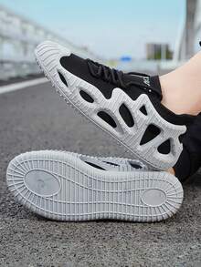 Men Letter Graphic Lace Up Design Slip-On Sneakers - Multicolor - View 7