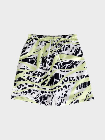 Hombres Shorts con estampado de cintura con cordón