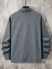 Manfinity Hombres Cazadora con diseño de solapa de hombros caídos sin camiseta - Gris - Ver 2