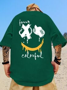 Manfinity EMRG 肥鬆男款卡通和字母印花 T 恤