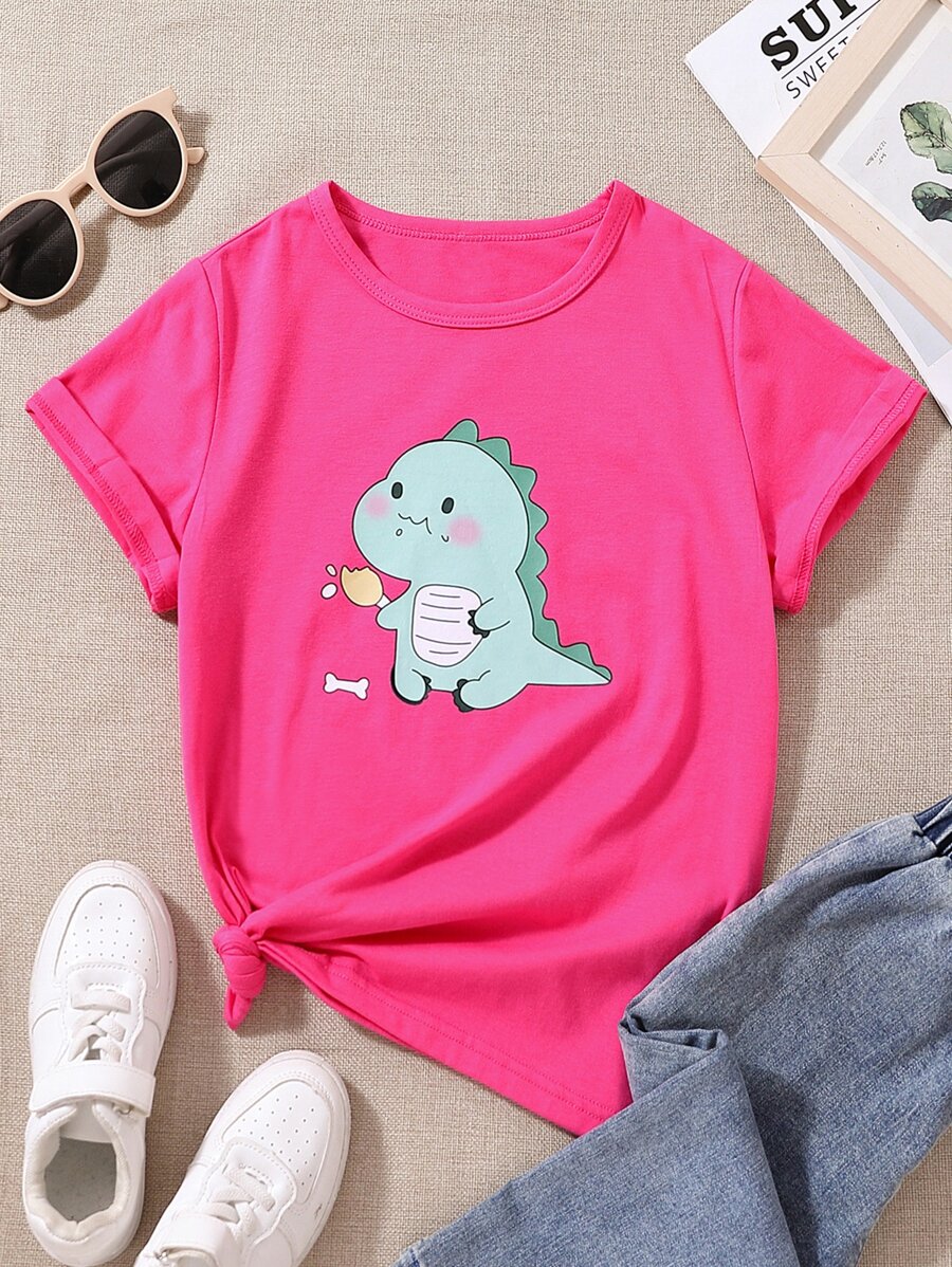 Tops con gái Hoạt hình Giải trí - Màu Hồng Tươi - Xem 1