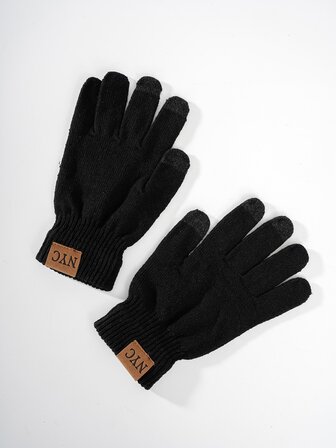 男士字母標籤裝飾手套