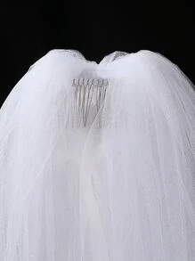 Mạng che mặt cô dâu đính đá Rhinestone - trắng - Xem 2