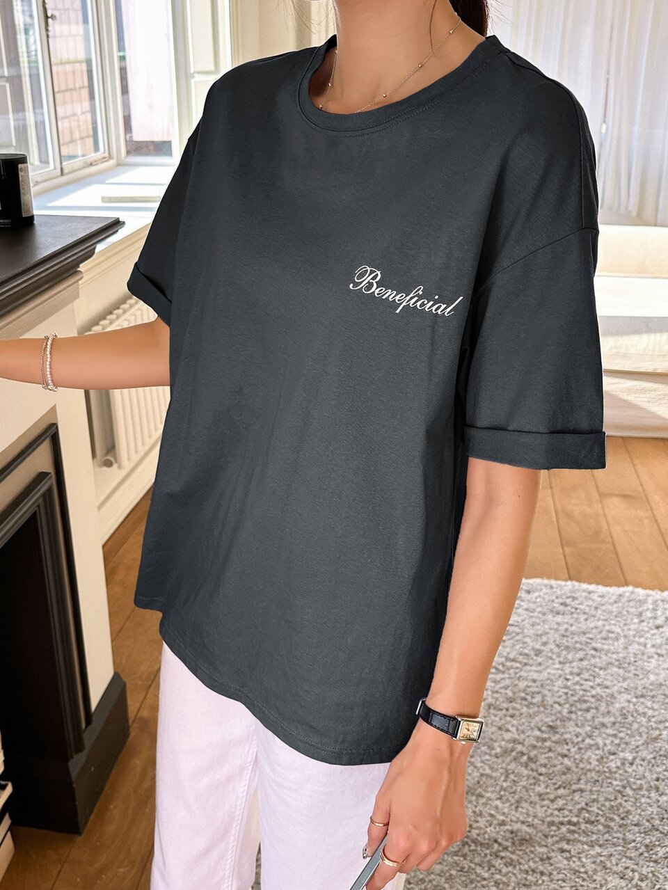 Letter Graphic Drop Shoulder Tee