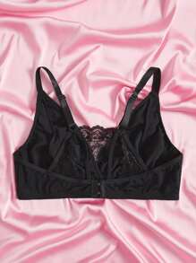 Sujetador con encaje floral - Negro - Ver 2
