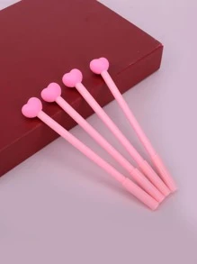 4pcs Heart Design Gel Pen Back To School - Pink - View 1