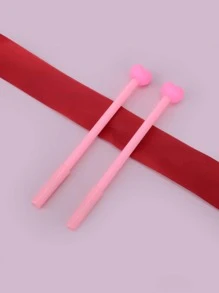 4pcs Heart Design Gel Pen Back To School - Pink - View 4