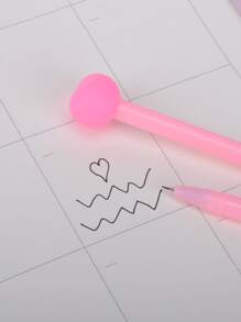 4pcs Heart Design Gel Pen Back To School - Pink - View 5