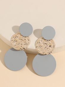 Round Drop Earrings - Light Grey - View 2