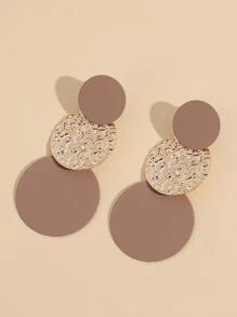 Round Drop Earrings - Brown - View 2