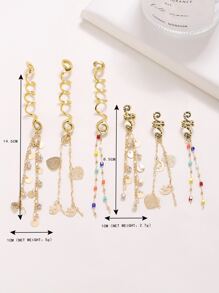 6pcs Heart & Bead Charm Hair Ring - Gold - View 3