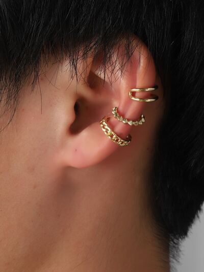 Fashionable And Popular 3pcs Men Minimalist Ear Cuff Copper For Jewelry Gift And For A Stylish Look