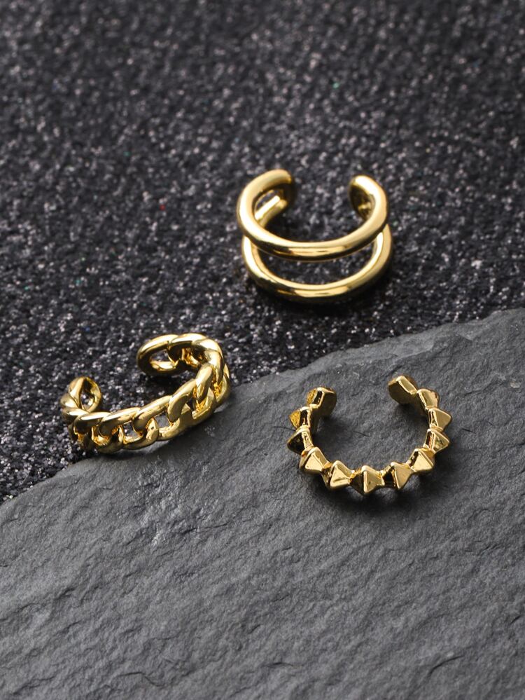 Fashionable And Popular 3pcs Men Minimalist Ear Cuff Copper For Jewelry Gift And For A Stylish Look