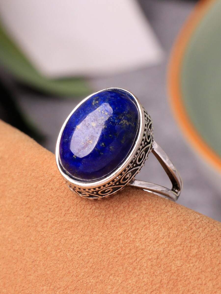 Nhẫn trang trí hình bầu dục - Màu xanh hải quân - Xem 1