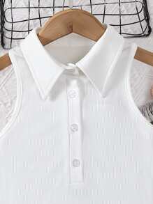 Chicas Top tank con botón - Blanco - Ver 3