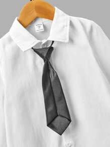 Niñito Camisa unicolor con pantalones & con cordón - Blanco y Negro - Ver 3