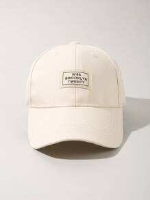 1 件裝女式復古布魯克林貼片時尚棒球帽適合日常佩戴 - 米色 - 查看 1