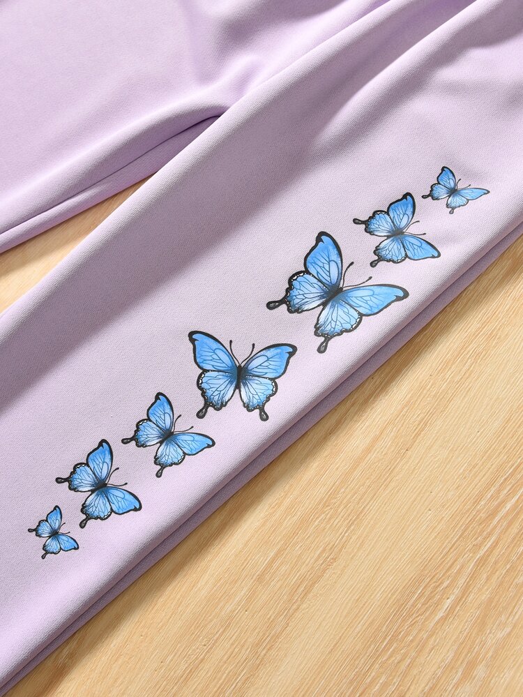 Girls Butterfly Print Cami Top & Sweatpants & Hoodie | SHEIN