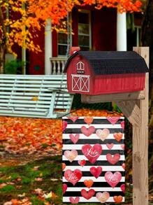 1入組情人節愛心和字母圖案花園旗幟