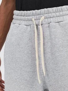 Hombres Pantalones deportivos de cintura con cordón - Gris Claro - Ver 7