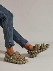 Trang trình bày Nữ màu trơn Đúng mốt - xanh quân đội - Xem 3