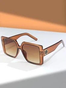 Gafas de sol de marco geométrico - Café integral - Ver 1