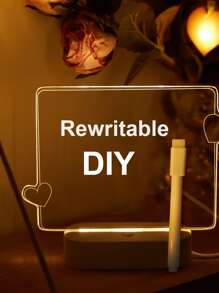 1pc 3D Lovers Message Board Erasable Memo Board With Pen Decorative Lamp USB Novelty Nightlight Desk Lamp Unique LED Table Lamp - Yellow - View 6