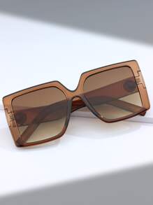 Gafas de sol de marco geométrico - Café integral - Ver 2