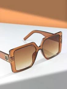 Gafas de sol de marco geométrico - Café integral - Ver 4