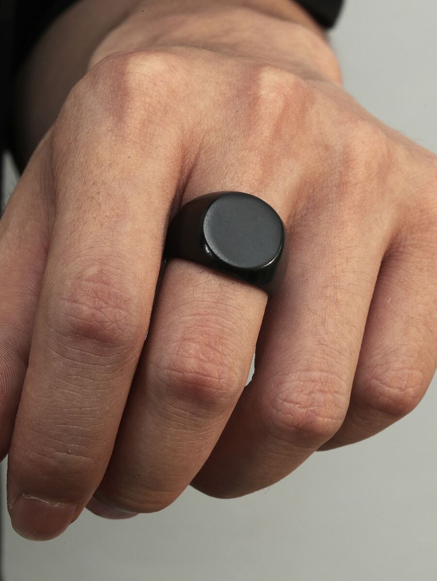Aleación de anillo de decoración redonda de moda y popular para hombres para regalo de joyería y para una apariencia elegante - Negro - Ver 1