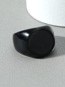 Aleación de anillo de decoración redonda de moda y popular para hombres para regalo de joyería y para una apariencia elegante - Negro - Ver 2