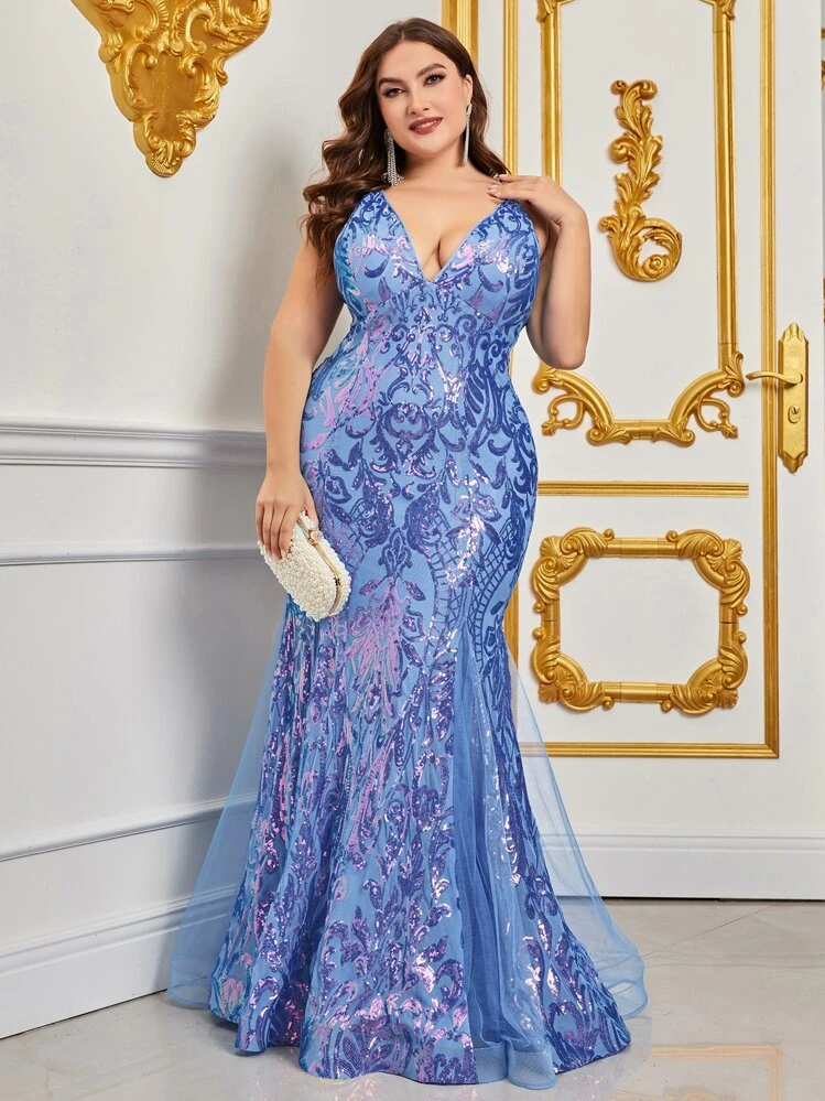 slim fit dress slacks Lani Lace-Up Slit Mermaid Sequin Formal Dress