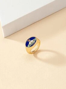 Rhinestone Detail Planet Decor Ring - Multicolor - View 2