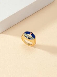 Rhinestone Detail Planet Decor Ring - Multicolor - View 4