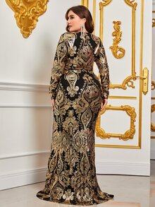 Faeriesty 大碼花卉圖案亮片美人魚舞會連衣裙 - 彩色 - 查看 2