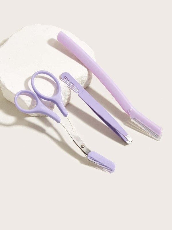 3pcs Eyebrow Trimmer & Scissors & Tweezers Set, Professional Eyebrow