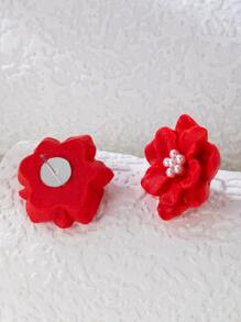 Hoa tai đính ngọc trai giả trang trí thiết kế hoa Valentine, Mẹ, Mẹ, Ngày của Mẹ, Quà tặng - Đỏ - Xem 4