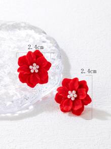 Hoa tai đính ngọc trai giả trang trí thiết kế hoa Valentine, Mẹ, Mẹ, Ngày của Mẹ, Quà tặng - Đỏ - Xem 5