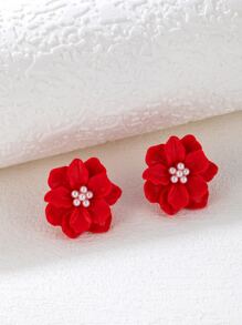 Hoa tai đính ngọc trai giả trang trí thiết kế hoa Valentine, Mẹ, Mẹ, Ngày của Mẹ, Quà tặng - Đỏ - Xem 6