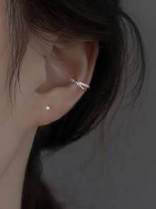 2pcs Rhinestone Decor Ear Cuff