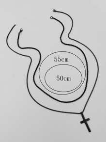 HOTNICE Thời trang và phổ biến 2 chiếc vòng cổ đeo chéo nam bằng thép không gỉ Punk Hip Pop Phong cách cho món quà trang sức và cho một vẻ ngoài sành điệu - màu đen - Xem 3