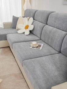 1入組素色有彈性沙發座套 - 灰色 - 查看 3